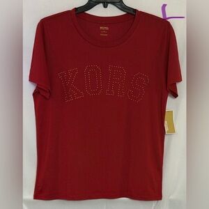 Michael Kors Red Studded Short Sleeve Tee